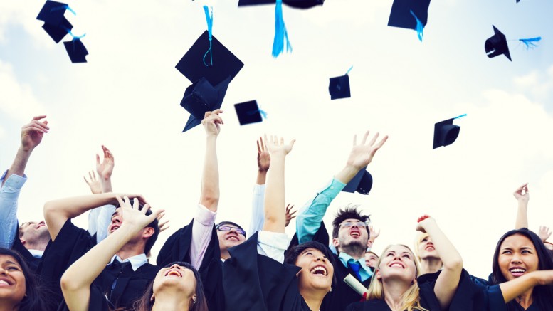 Graduation Caps Thrown in the Air